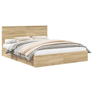 vidaXL Lit de Rangement Chêne Sonoma 160 x 200 cm Bois d'ingénierie