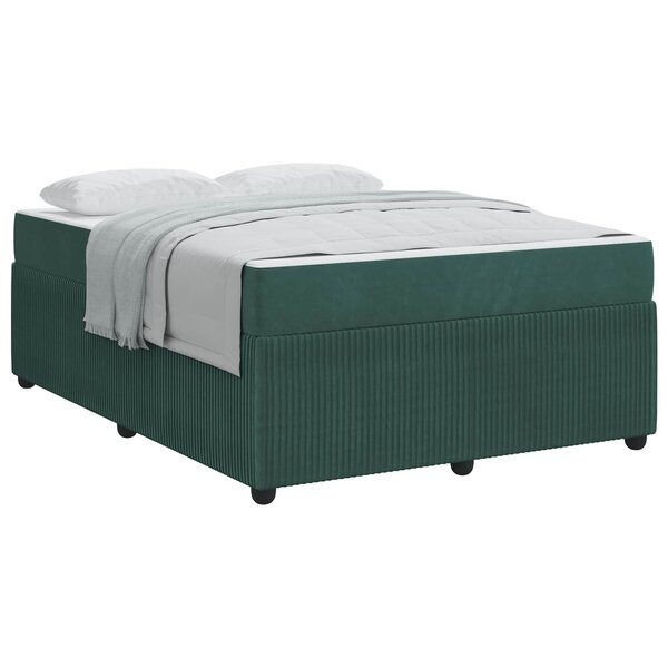 vidaXL Cadre de lit avec matelas Vert foncé 160 x 200 cm tissu