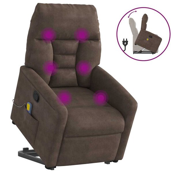 vidaXL Fauteuil inclinable de massage marron tissu microfibre