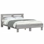 vidaXL Cadre de lit avec LED sans matelas sonoma gris 120x190 cm