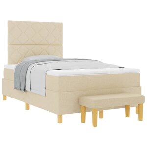 vidaXL Lit à ressorts avec tête de lit Crème 200 x 120 cm tissu