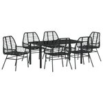 vidaXL Ensemble de repas de jardin 7 pièces noir en poly rotin