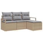 vidaXL Ensemble de canapé de jardin 4 Pièces Beige et Gris clair