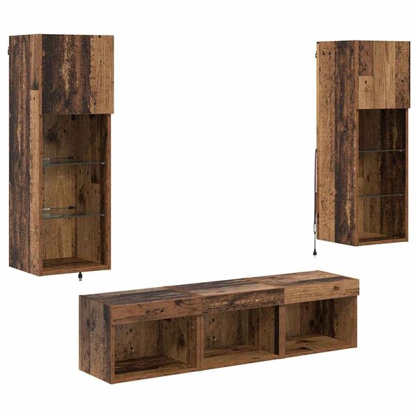 vidaXL Meubles TV muraux 5 Pièces Chêne noir Bois d'ingénierie