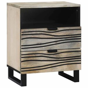 vidaXL Cabinet de chevet avec tiroir Blanc et noir 50 x 33 x 60 cm
