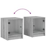 vidaXL Table de chevet avec porte en verre sonoma gris 35x37x42 cm
