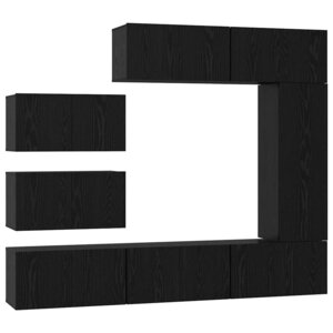 vidaXL Ensemble meuble TV 8 Pièces Chêne noir 30 5 x 30 x 90 cm