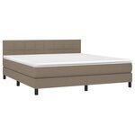 vidaXL Sommier à lattes de lit avec matelas LED Taupe 160x200 cm Tissu