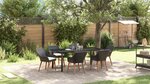 vidaXL Ensemble de 7 pièces jardin en poly rotin noir