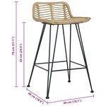 vidaXL Chaises de bar lot de 2 rotin Naturel