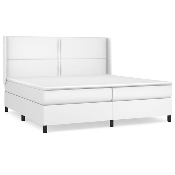 vidaXL Sommier à lattes de lit avec matelas Blanc 200x200cm Similicuir