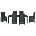 vidaXL Ensemble de salle à manger pour jardin 7 Pièces Noir polyrotin