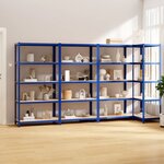 vidaXL Étagères à 5 niveaux 4Pièces Bleu Acier et bois d'ingénierie