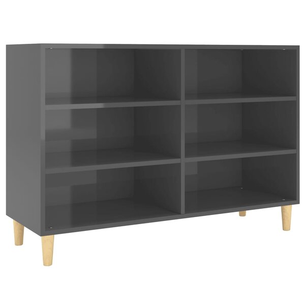 vidaXL Buffet Gris brillant 103 5x35x70 cm bois d'ingénierie