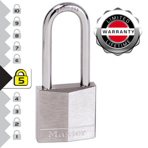 640EURD Cadenas Marin avec Clés et Anse Longue  Gris  9 5 x 4 x 1 3 cm