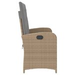 vidaXL Banc inclinable de jardin avec coussins beige résine tressée