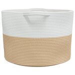 vidaXL Panier à linge beige et blanc Ø55x36 cm coton
