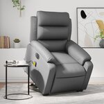 vidaXL Fauteuil inclinable de massage électrique gris similicuir