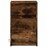 vidaXL Armoire de chevet et lumières LED chêne fumé bois d'ingénierie