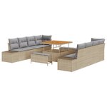 vidaXL Ensemble de canapé de jardin en 11 pièces avec coussins beige en poly rattan acacia