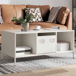 vidaXL Table basse blanc 101 5x50x43 5 cm acier laminé à froid