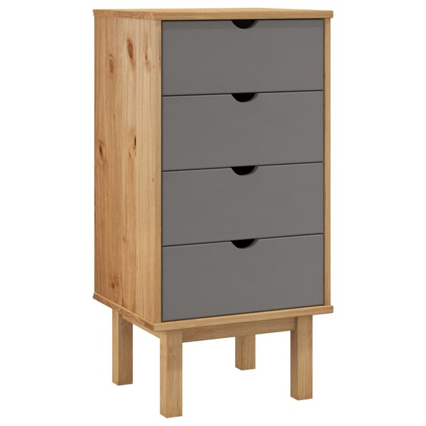vidaXL Commode OTTA marron et gris 45x39x90 cm bois de pin massif
