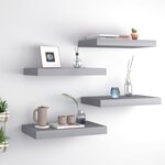 vidaXL Étagères murales flottantes 4 Pièces Gris 40x23x3 8 cm MDF