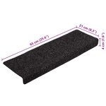 vidaXL Tapis d'escalier autocollants 20 pièces 65 x 21 x 4 cm Noir Bord rectangulaire