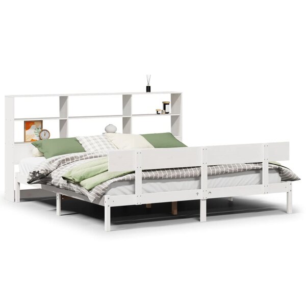 vidaXL Lit bibliothèque sans matelas blanc 180x200 cm bois pin massif