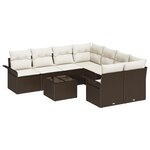 vidaXL Ensemble de Canapé de Jardin de 9 pièces avec Coussins Marron en Poly Rattan