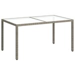 vidaXL Table de jardin 150x90x75 cm Verre trempé et poly rotin Gris