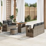Ensemble de Canapé de Jardin vidaXL 8 Pièces avec Coussins Gris Poly Rotin Acacia