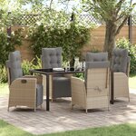 vidaXL Ensemble de jardin 5 pièces Beige Poly Rattan