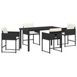 vidaXL Ensemble de salle à manger de jardin 5 pièces avec coussins en Rattan Poly Noir