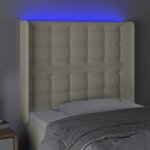 vidaXL Tête de lit à LED Crème 93x16x118/128 cm Similicuir