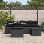 vidaXL Ensemble de canapé de jardin avec coussin 6 Pièces Noir Poly rotin
