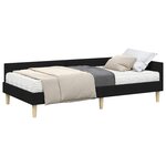 vidaXL Cadre de lit d'angle avec matelas 2 pc Noir 80 x 200 cm tissu
