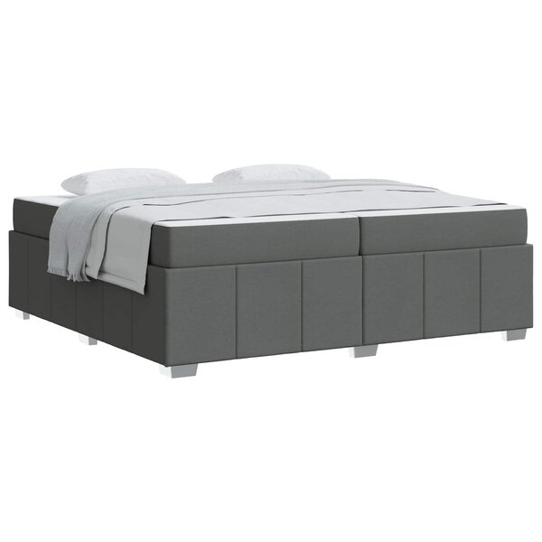 vidaXL Cadre de lit avec matelas Gris foncé 200 x 200 cm tissu