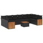 vidaXL Salon de jardin 11 Pièces avec coussins noir résine tressée