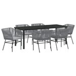 vidaXL Ensemble de salle à manger de jardin 7 pièces avec coussins en poly rotin gris