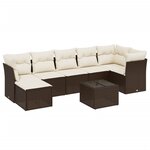 vidaXL Salon de jardin 8 Pièces avec coussins marron résine tressée