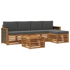 vidaXL Ensemble de canapés d'extérieur 6 pc Naturel et Anthracite