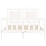 vidaXL Cadre de lit avec tête de lit blanc 140x190 cm bois massif