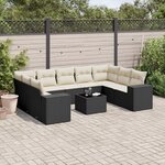 vidaXL Salon de jardin 10 Pièces avec coussins noir résine tressée