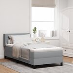 vidaXL Lit Box Spring avec matelas gris clair  90 x 200 cm  en tissu.