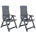 vidaXL Chaises inclinables de jardin lot de 2 Plastique Anthracite