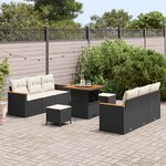 vidaXL Ensemble de canapé de jardin 9 Pièces Noir polyrotin