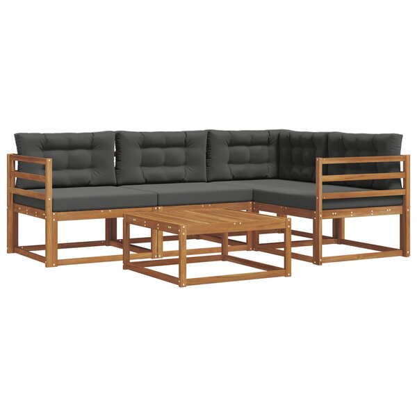 vidaXL Ensemble de canapés d'extérieur 5 pc Naturel et Anthracite