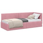 vidaXL Cadre de lit d'angle Rose 80 x 200 cm Velours