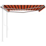 vidaXL Auvent automatique rétractable poteaux 4x3 5 m Orange marron